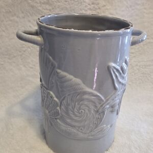 Mud Pie Cream Ceramic Vase with Nautical Design